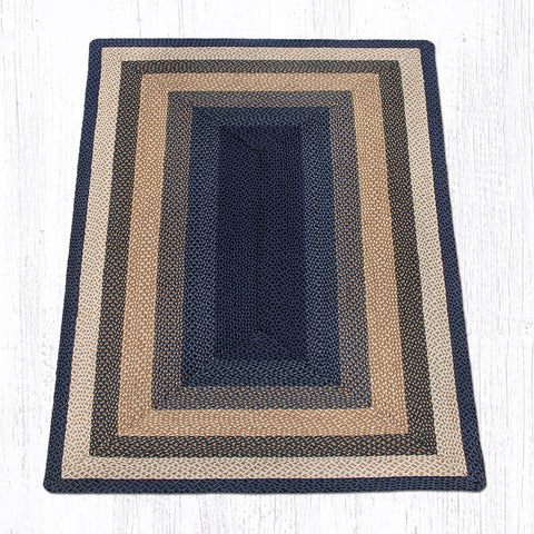 RC-79 Lt. Blue/Dk. Blue/Mustard Oblong Braided Rug 5'x8'