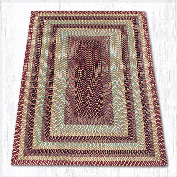 RC-357 Burgundy/Gray/Cream Oblong Braided Rug 5'x8'