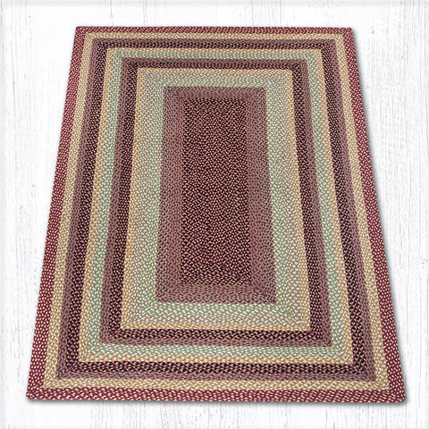 RC-357 Burgundy/Gray/Cream Oblong Braided Rug 5'x8'