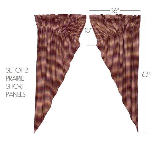 Patriotic Patch Plaid Prairie Short Panel Curtain Set of 2 36x63x18