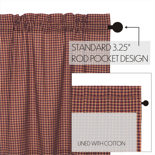 Patriotic Patch Plaid Prairie Short Panel Curtain Set of 2 36x63x18