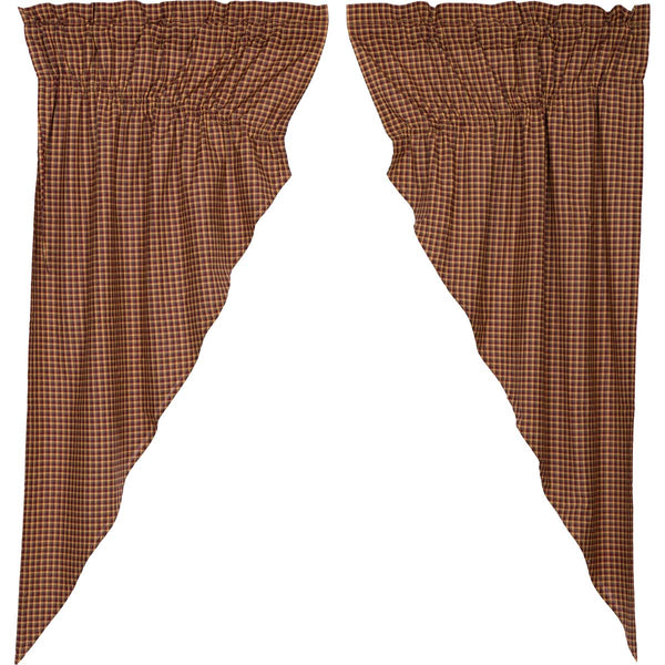 Patriotic Patch Plaid Prairie Short Panel Curtain Set of 2 36x63x18