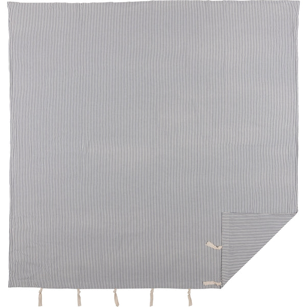 Farmhouse Ticking Blue Queen Duvet Cover 92Lx92W