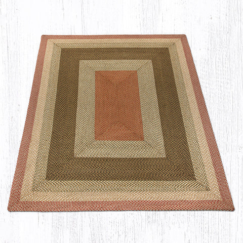 RC-24 Olive/Burgundy/Gray Oblong Braided Rug 8'x10'