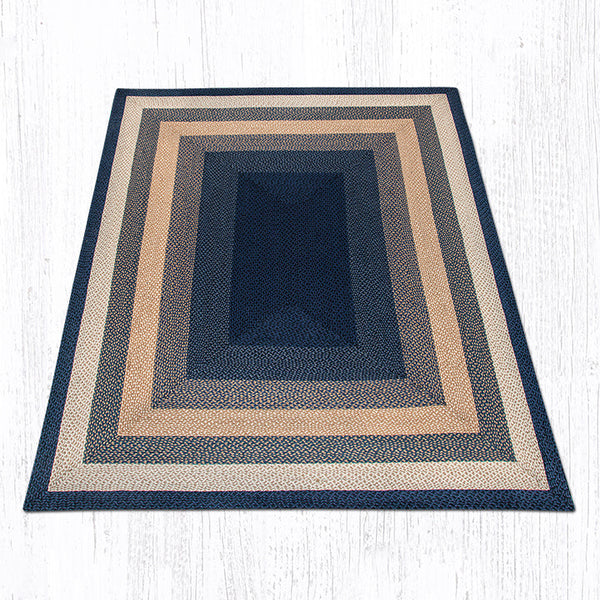 RC-79 Lt. Blue/Dk. Blue/Mustard Oblong Braided Rug 8'x10'