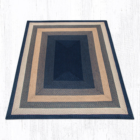 RC-79 Lt. Blue/Dk. Blue/Mustard Oblong Braided Rug 8'x10'