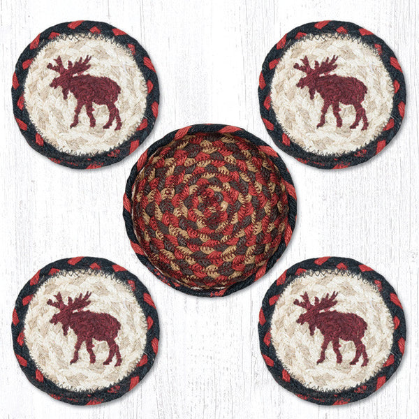 CNB-19 Moose Coasters in a Basket 5"x5"