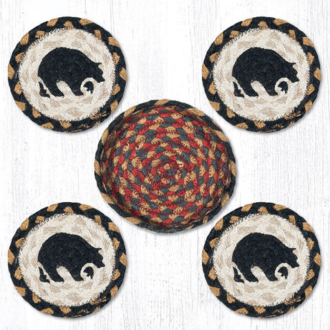 CNB-43 Black Bear Coasters in a Basket 5"x5"