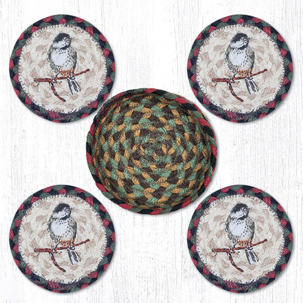 CNB-81 Chickadee Coasters in a Basket 5"x5"