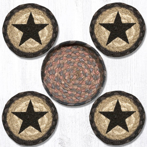 CNB-99 Black Star Coasters in a Basket 5"x5"