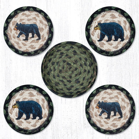 CNB-116 Mama & Baby Bear Coasters in a Basket 5"x5"