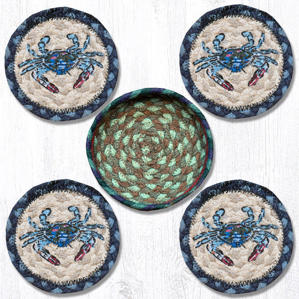 CNB-359 Blue Crab Coasters in a Basket 5"x5"