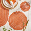 Addison Sienna 13x19 crochet placemat in warm orange with scalloped edge for country farmhouse table decor