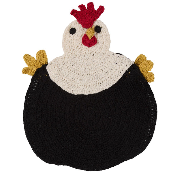 Henrietta Crochet Chicken Trivet Set of 3 | Primitive Farmhouse Kitchen Decor