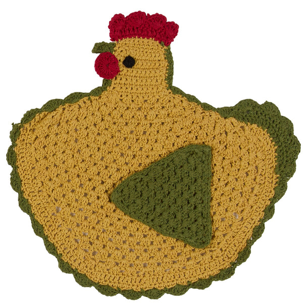Henrietta Crochet Chicken Trivet Set of 3 | Primitive Farmhouse Kitchen Decor