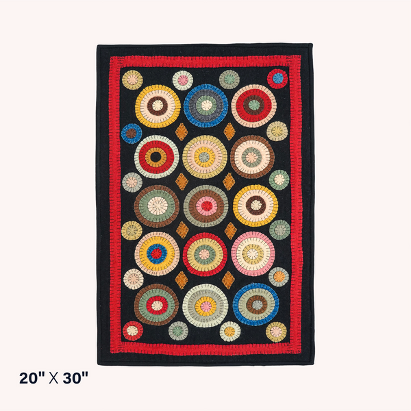 Coin Multicolor Wool Felt Primitive Accent Mat – 10" x 18" (swatch)