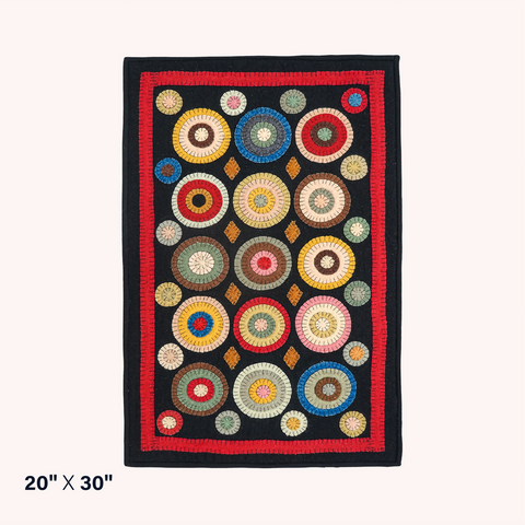 Coin Multicolor Wool Felt Primitive Accent Mat – 10" x 18" (swatch)