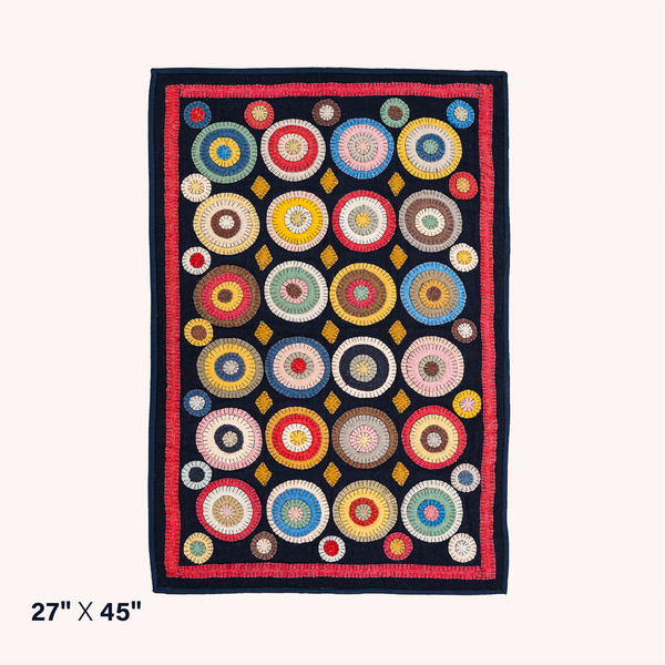 Coin Multicolor Wool Felt Primitive Accent Rug – 27" x 45"