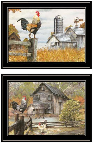 "Down On the Farm" 2-Piece Vignette By Ed Wargo, Black Frame