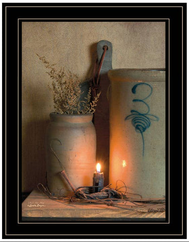 "No. 3 Bee Sting" On A Crock By Susan Boyer Black Framed Art (15x19)