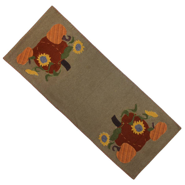 Primitive Sunflowers & Pumpkins Table Runner 14" x 36"