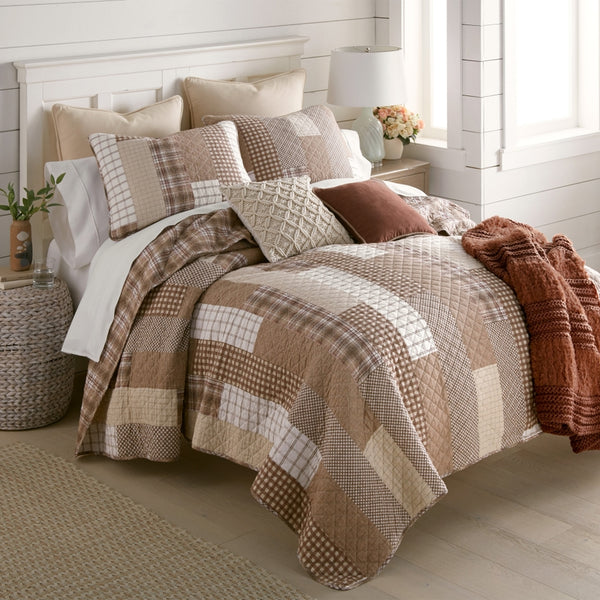 Highland Plaid Cotton 3pc Quilted Bedding Set (reversable)
