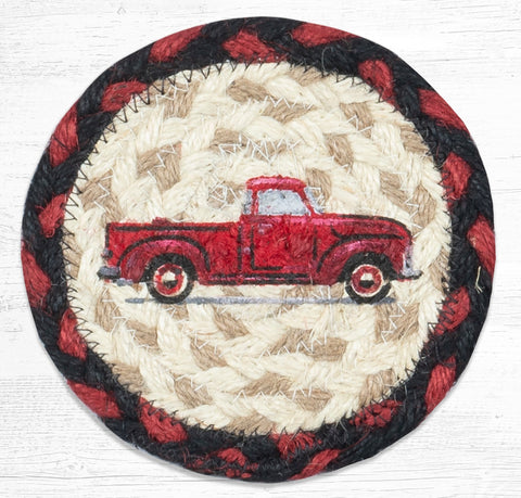 IC-19 Vintage Red Truck Printed Coaster 5"x5"