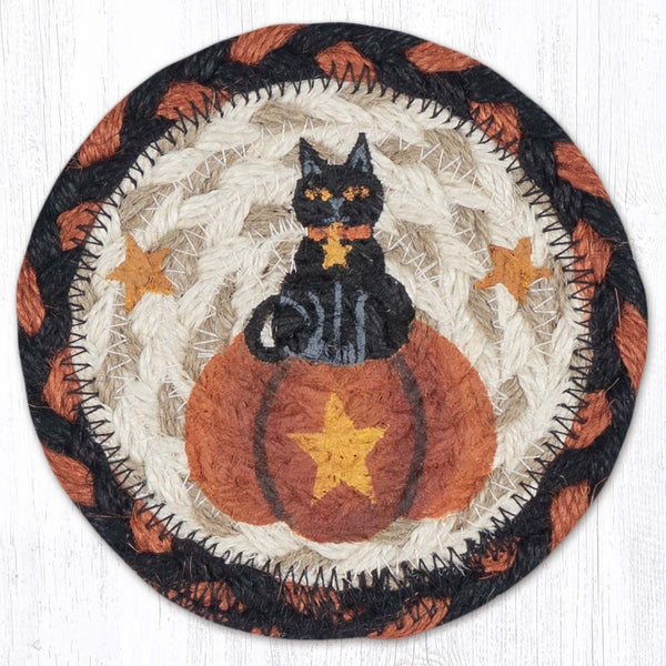 IC-222 Black Cat Pumpkin Printed Coaster 5"x5"