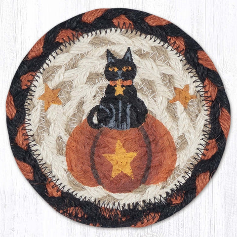 IC-222 Black Cat Pumpkin Printed Coaster 5"x5"