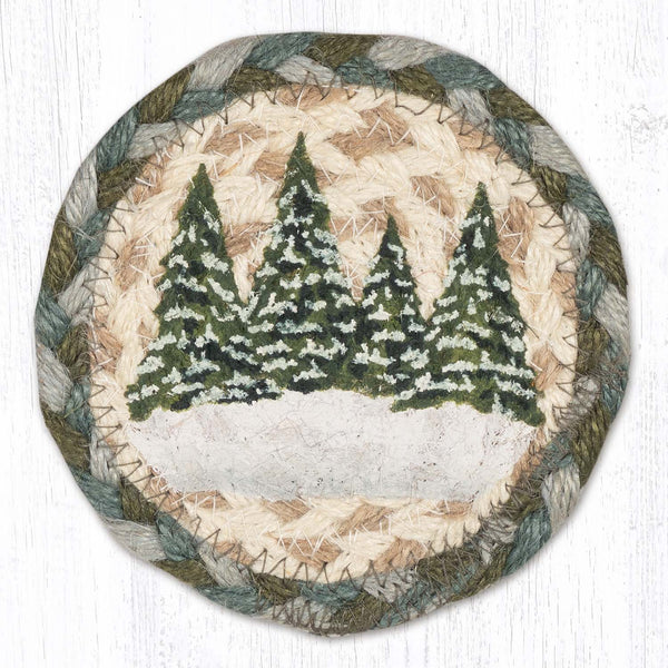 IC-419 Holiday Village Trees Printed Coaster 5"x5"