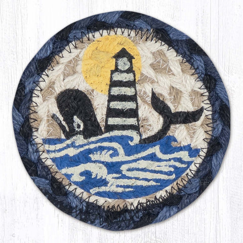 IC-443 Nautical White Whale Lighthouse Printed Coaster 5"x5"