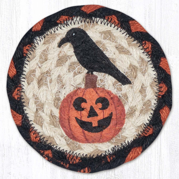 IC-590 Crow Pumpkin Printed Coaster 5"x5"