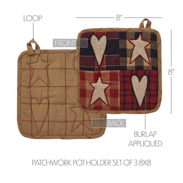 Connell Patchwork Pot Holder Set of 3 8x8