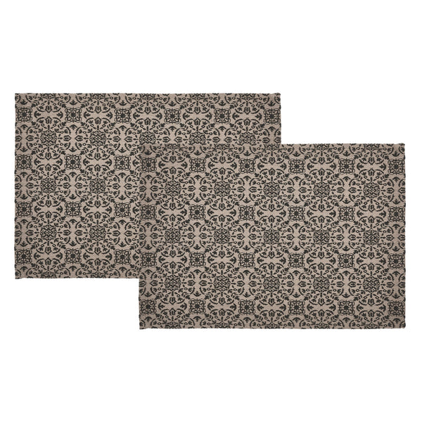 Custom House Black Tan Jacquard Placemat Set of 2 13x19