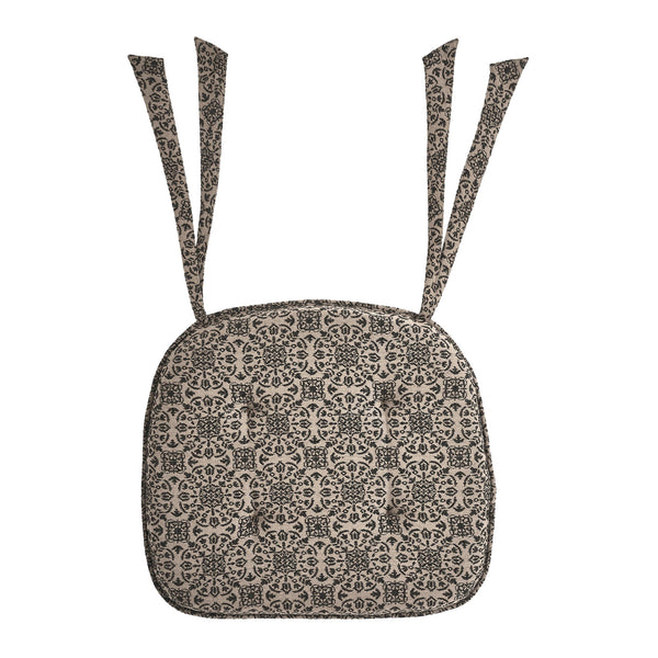 Custom House Black Tan Jacquard Chair Pad 15.5x17