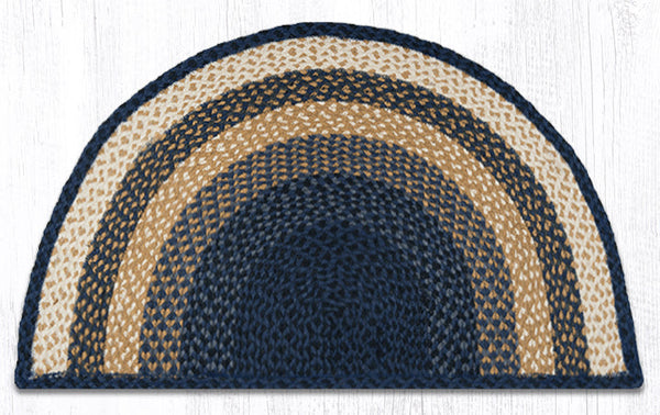 SC-79 Lt. Blue/Dk. Blue/Mustard Large Rug Slice 24"x39"