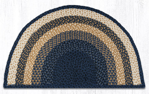 SC-79 Lt. Blue/Dk. Blue/Mustard Large Rug Slice 24"x39"
