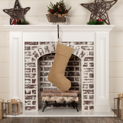 The Festive Natural Burlap Stocking 11x20 is unadorned and waiting your personal touch. The cuff and body are lined in natural shade taffeta for added durability. 