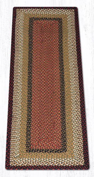 RC-19 Burgundy/Mustard Oblong Braided Rug 2'x6'