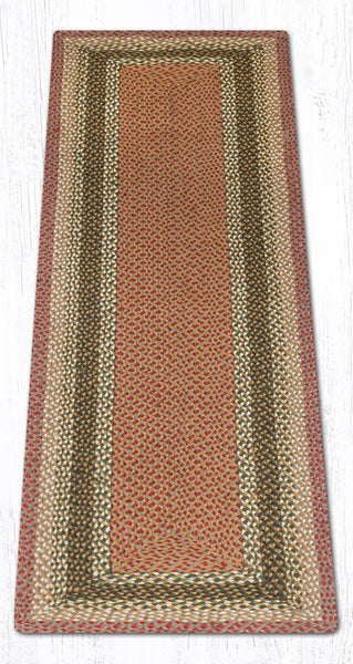 RC-24 Olive/Burgundy/Gray Oblong Braided Rug 2'x6'
