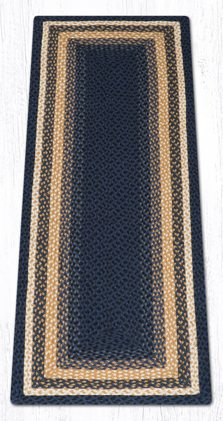 RC-79 Lt. Blue/Dk. Blue/Mustard Oblong Braided Rug 2'x6'