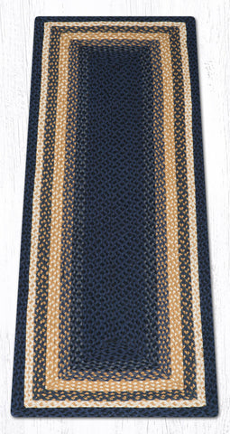RC-79 Lt. Blue/Dk. Blue/Mustard Oblong Braided Rug 2'x6'