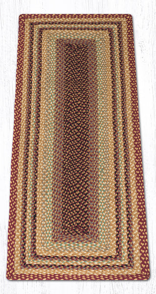 RC-357 Burgundy/Gray/Cream Oblong Braided Rug 2'x6'