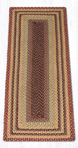 RC-357 Burgundy/Gray/Cream Oblong Braided Rug 2'x6'