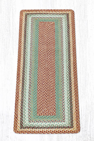 RC-413 Buttermilk/Cranberry Oblong Braided Rug 2'x6'