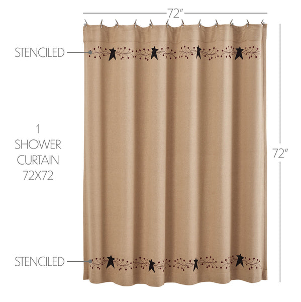 Pip Vinestar Shower Curtain 72x72 | Primitive Star Farmhouse Curtain