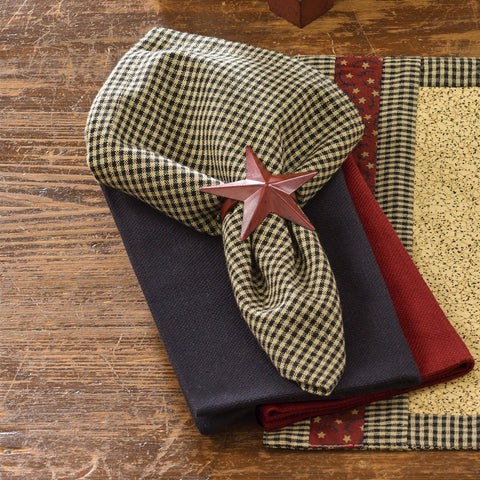 These cute olde brick Red Primitive Barn  Star Napkin Rings will add a touch of pretty to your table decor. Wonderful for the holidays they are also perfect every day!