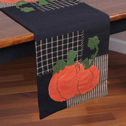 Pumpkin Patchwork Table Runner, black and orange farmhouse fall décor