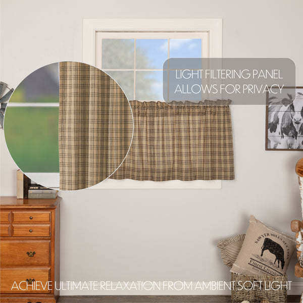 Sawyer Mill Charcoal Plaid Tier Curtains 24x36 Set