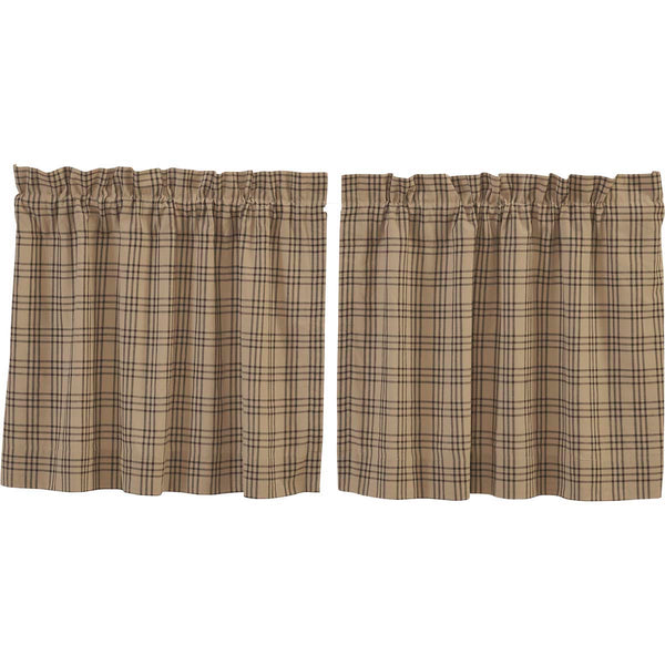 Sawyer Mill Charcoal Plaid Tier Curtains 24x36 Set
